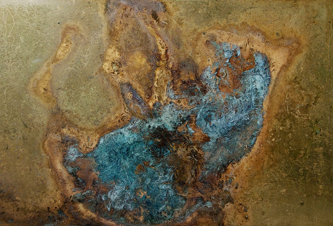 THE ECSTASY AND THE DECAY Messinki, kuolleen eläimen jäänteet Brass, original substances of a dead animal 40,5 x 58cm 2014