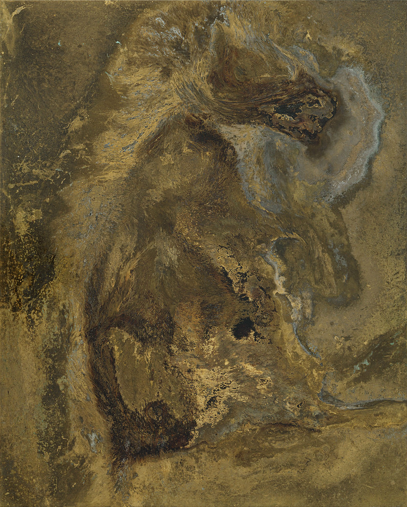 VIOLENT DREAMS Messinki, kuolleen eläimen jäänteet Brass, original substances of a dead animal 51,5 x 41,5cm 2014 (original photo Jussi Tiainen)